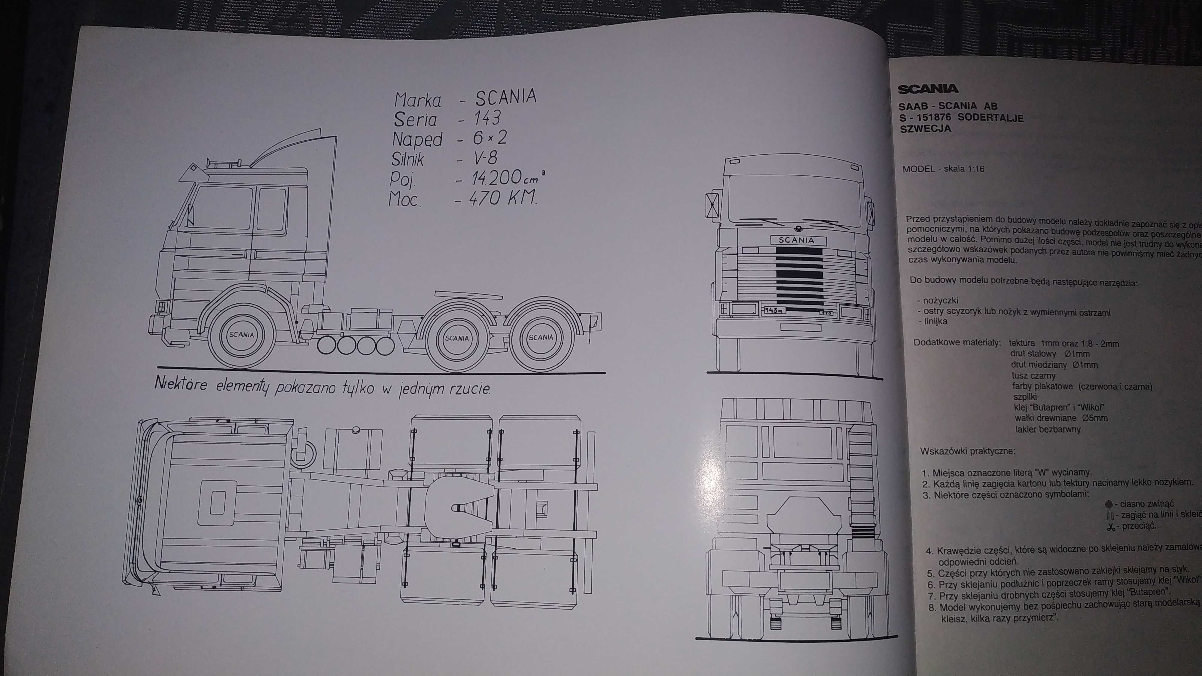 Auto karton model Scania Topline R 143 Skala 1:16