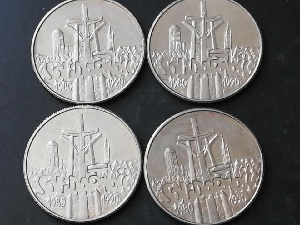 Zestaw 4 monety Solidarność 10 000 złotych 1990 PRL