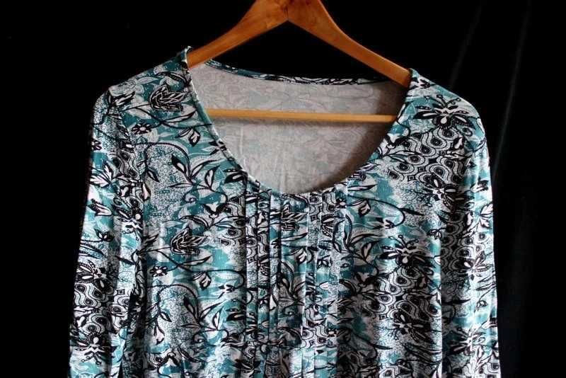 Bluzka w delikatne wzory z elastyczny materiał plus size vintage retro