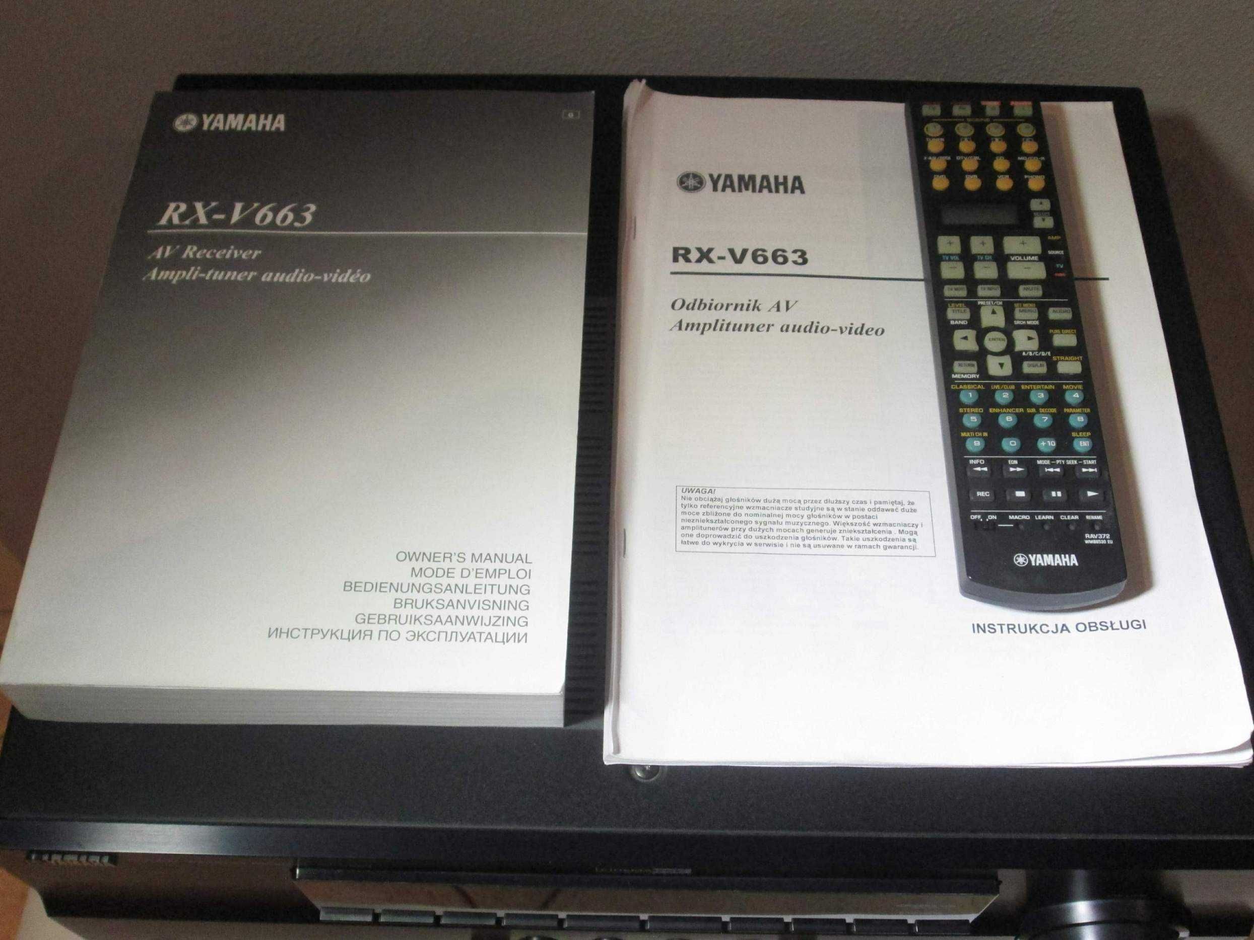 YAMAHA RX-V663 amplituner kino domowe 7.1 komplet, pilot - STAN!