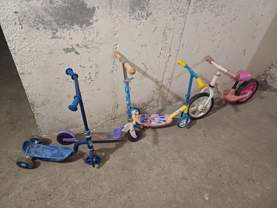 3x hulajnoga + rowerek zestaw całość dla dzieci