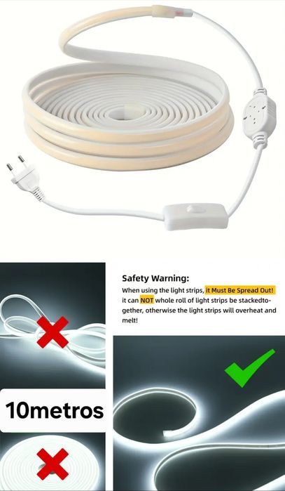 Led cob super brilho tira 10m branca