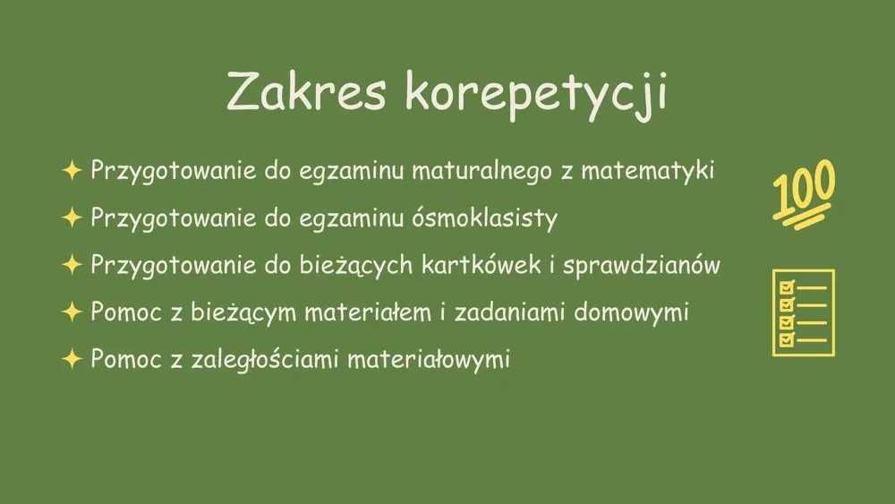 Korepetycje matematyka - matura, bieżące zagadnienia, zadania