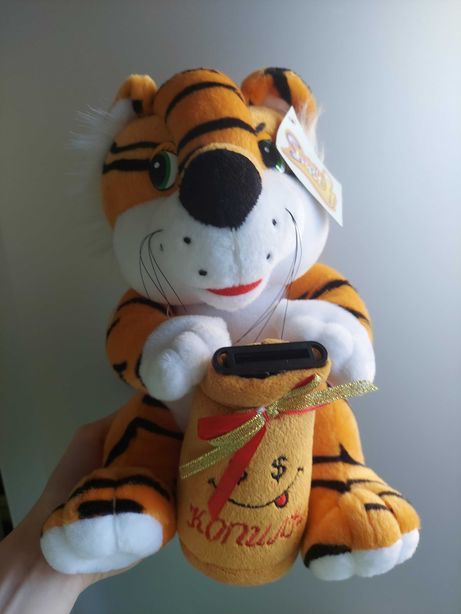 Тигр Тигрёнок говорящий с копилкой /Мягкая игрушка музыкальная