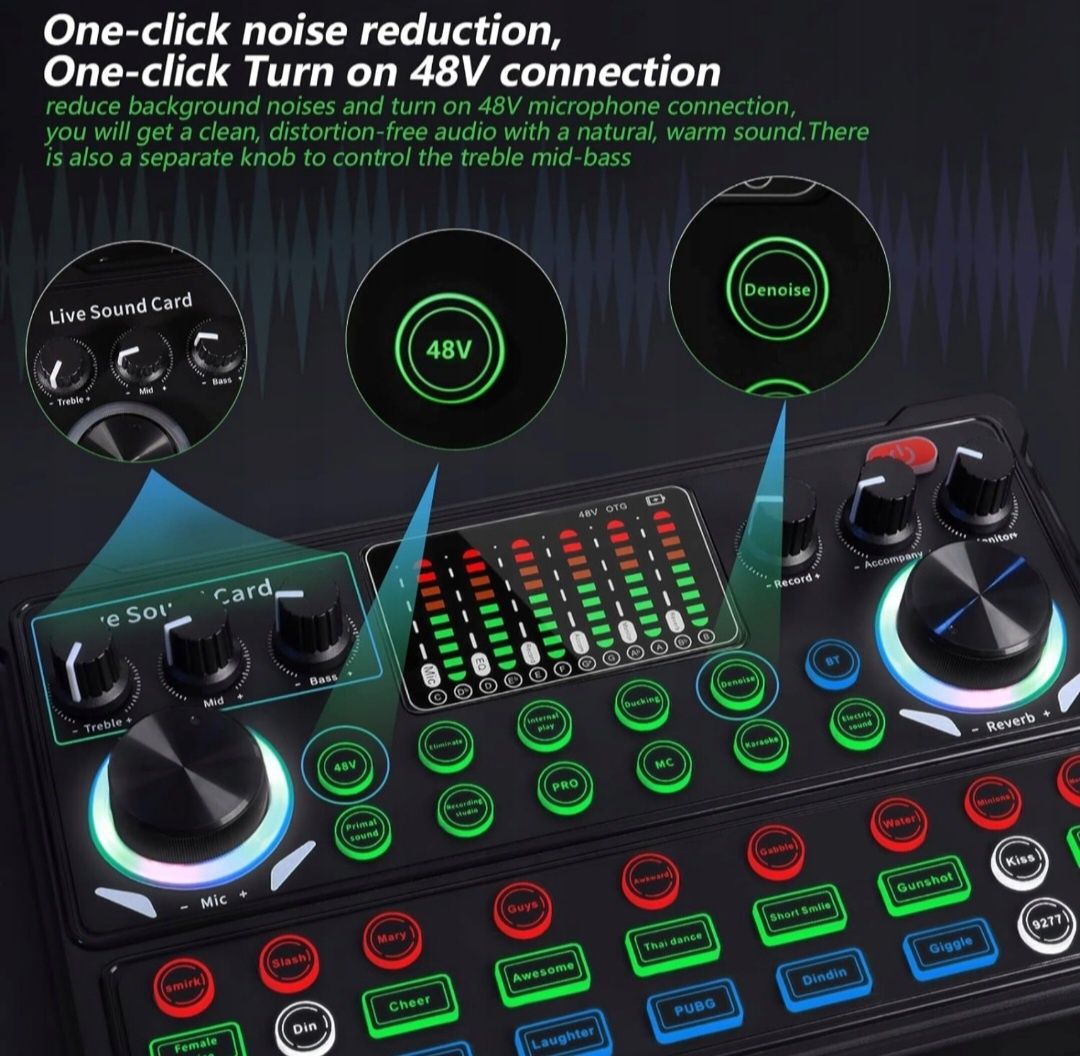 RUBEHOOW Zestaw mikrofonu pojemnościowego z mikserem DJ All In One R16