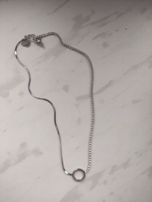 Naszyjnik choker - kółko i cyrkonie stal nierdzewna