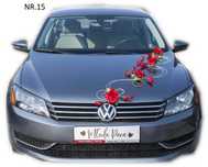 NOWA Piękna czerwona ozdoba dekoracja na auto ślub/wesele 015