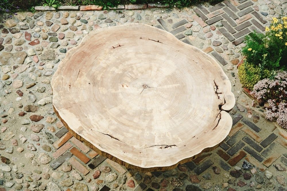 Stół okrągły z jeden kawałek lite drewno LOFT DESIGN okazja
