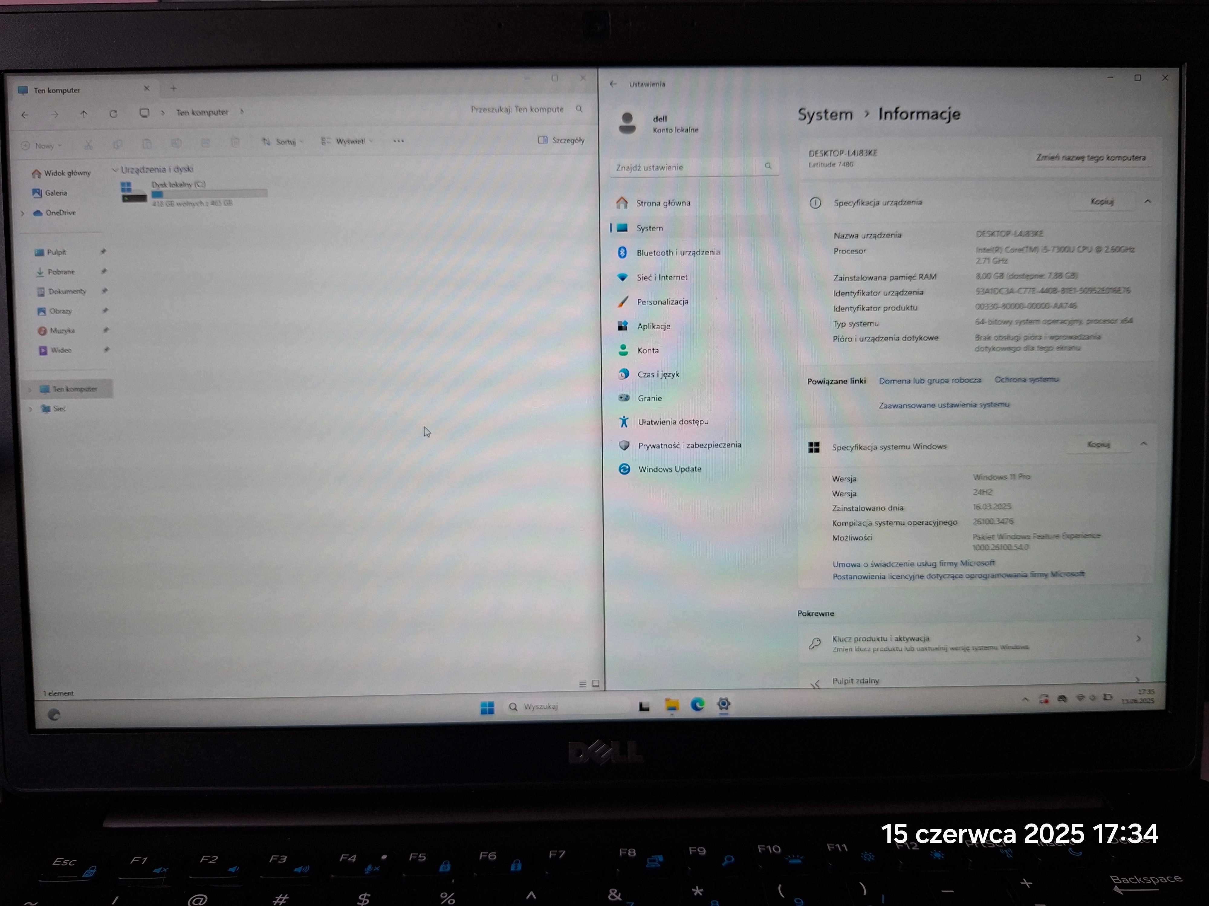 Dell notebook Latitude 7480