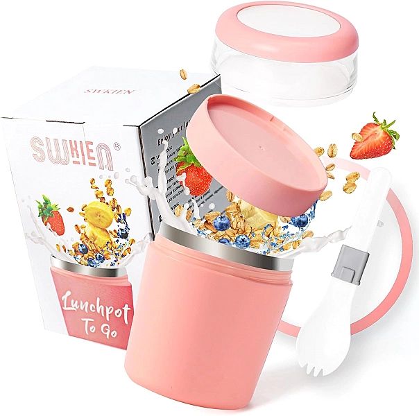 Kubek na lunc, musli izolowany kubek na jogurt z łyżką do pracy 750 ml