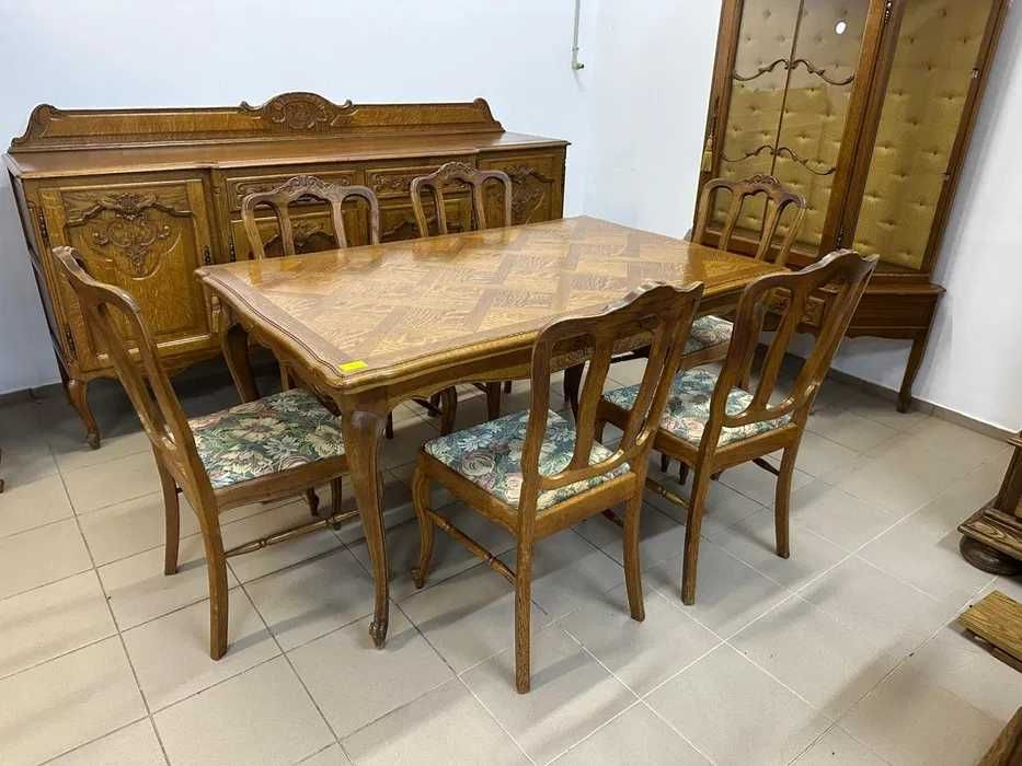 Komplet w stylu ludwikowskim – komoda, witryna, stół + krzesła