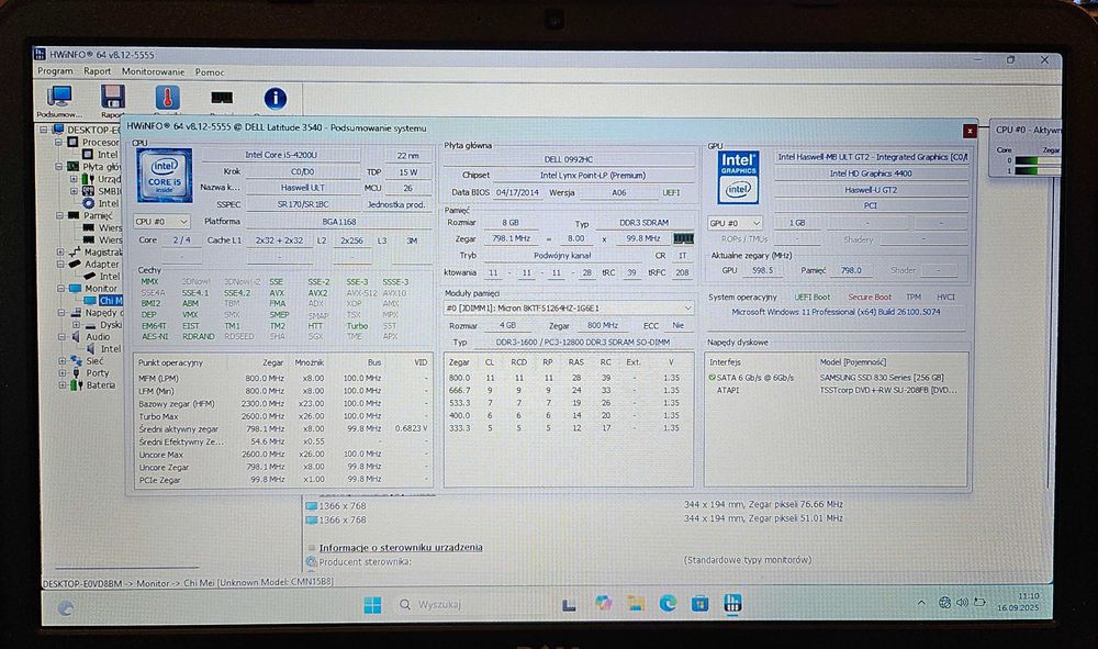 A349] Laptop Dell Latitude 3540 i5-4200U 8GB 256GB SSD