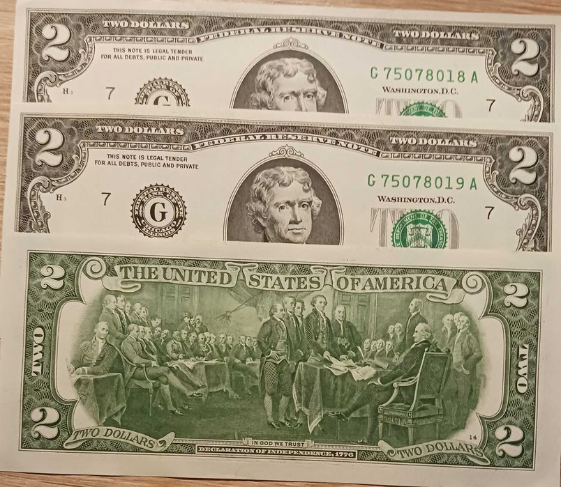 3 x 2 $ USA T.Jefferson-2017 r.-seria "A"-Chicago- Illinois-mennicze