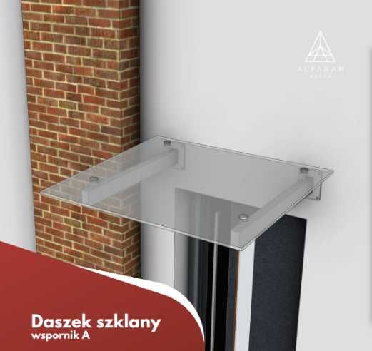 Daszek szklany na wymiar, zadaszenie, daszek na cięgnach/wspornikach