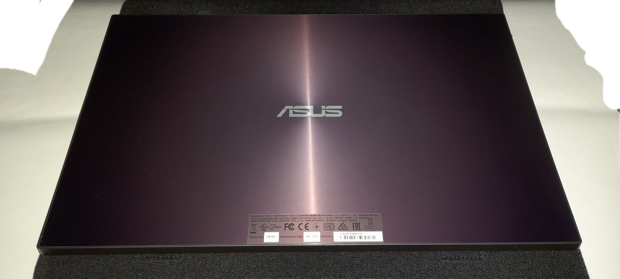 Asus LCD 15.6 монітор Model MB 169 Version No.: MB 169C+
Version No.: