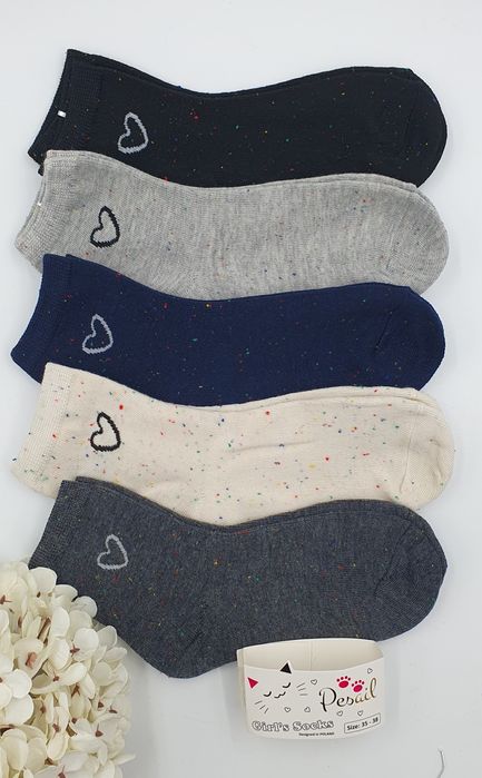 Bawełniane skarpetki dla dziewczynki 35-38 kolorowy melanż