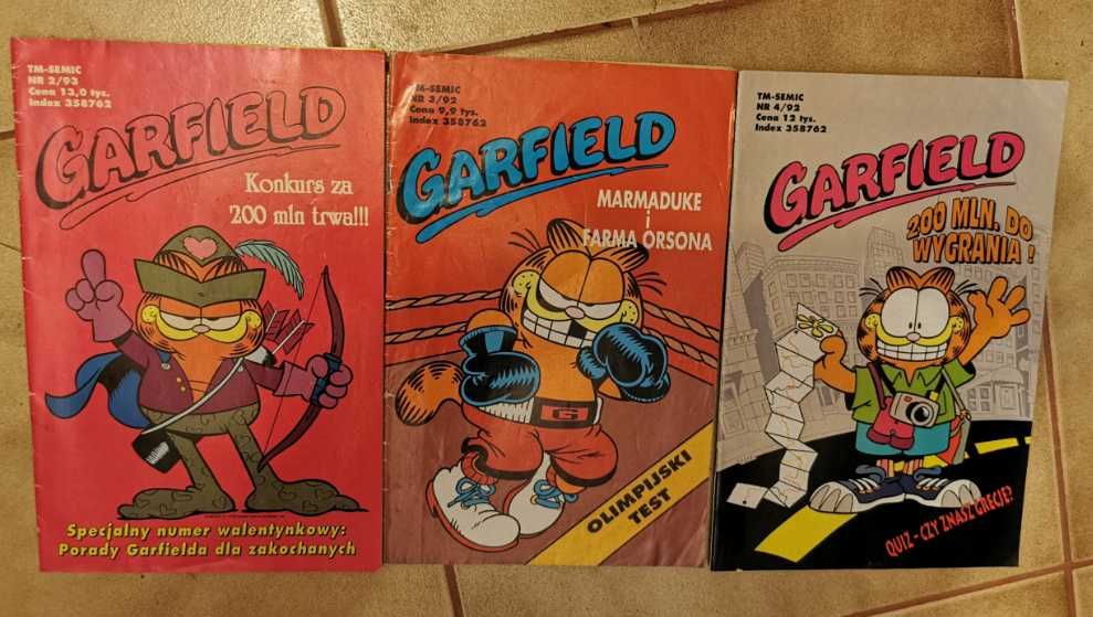 Komiksy Garfield z lat 90. - 3 sztuki