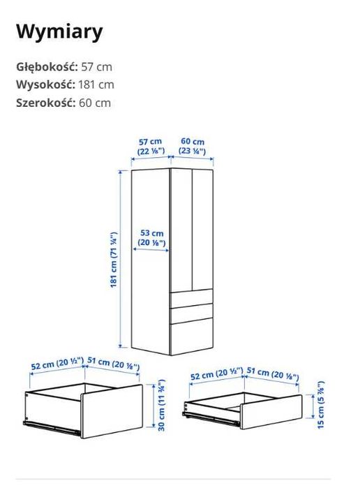 Szafa młodzieżowa z Ikea, 3 szuflady