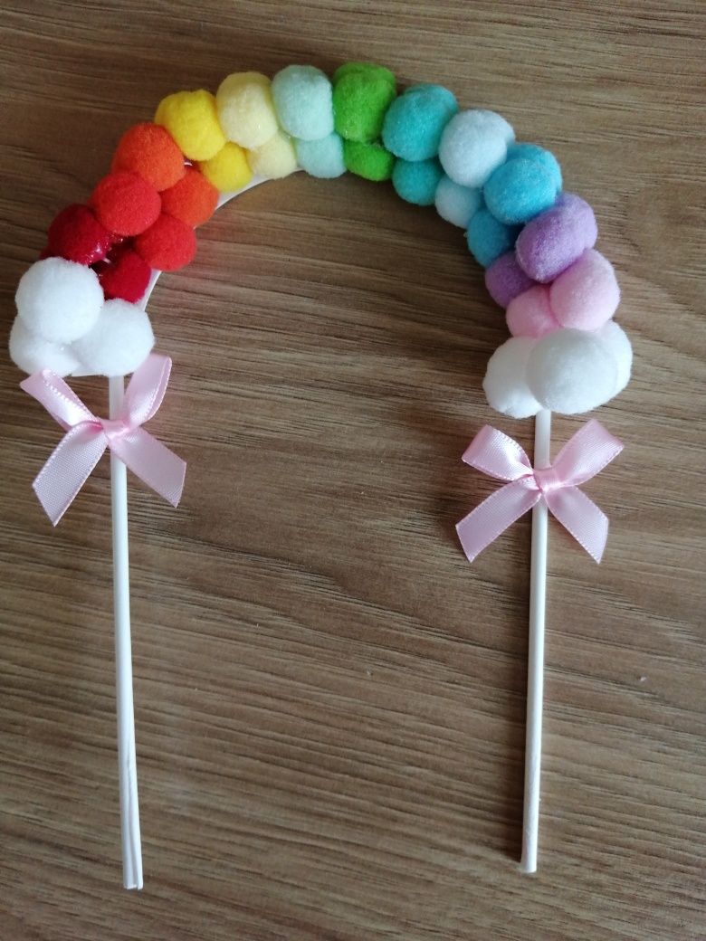 Topper na tort tęcza balony