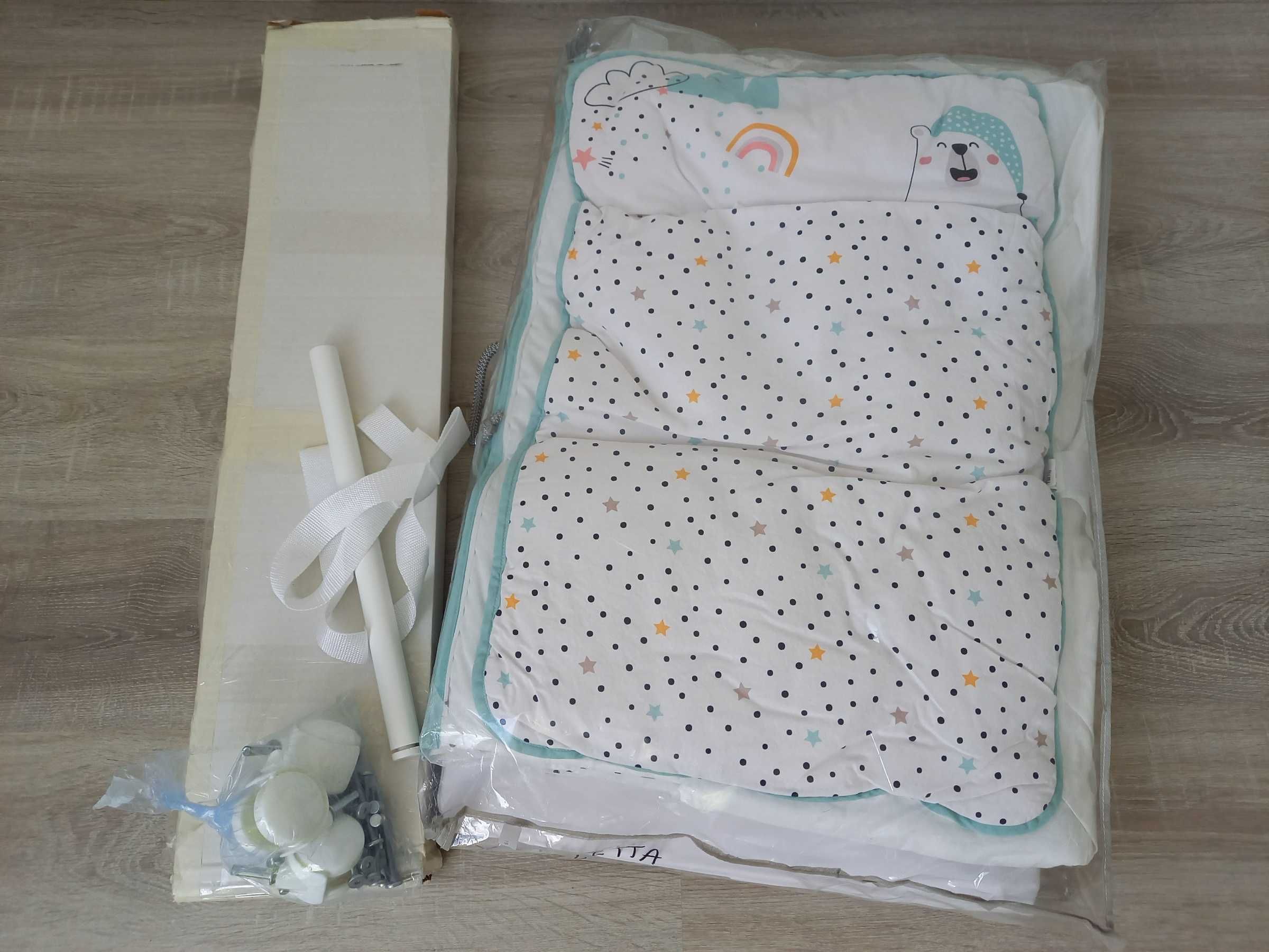 NOWE składane łóżeczko niemowlęce Naf Naf + KOMPLET POŚCIELI