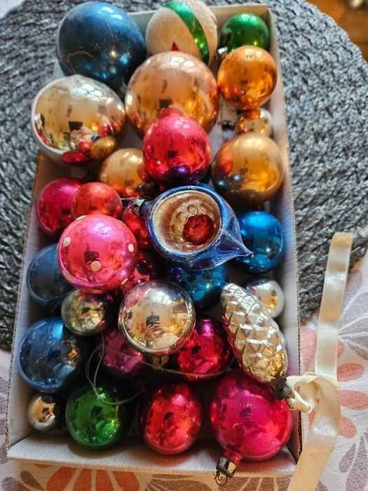 Bańki szklane na choinkę PRL 35 szt