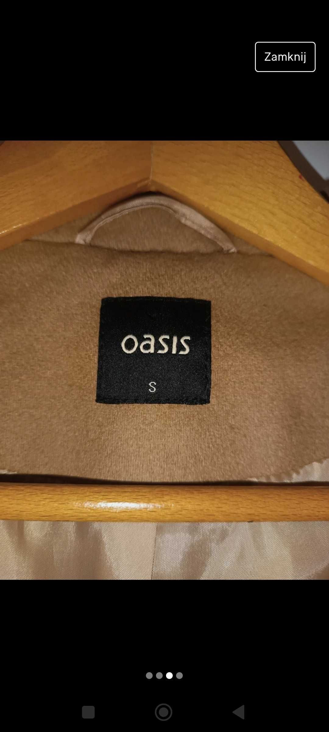 Płaszcz damski Oasis rozm S wełna kaszmir bezowy