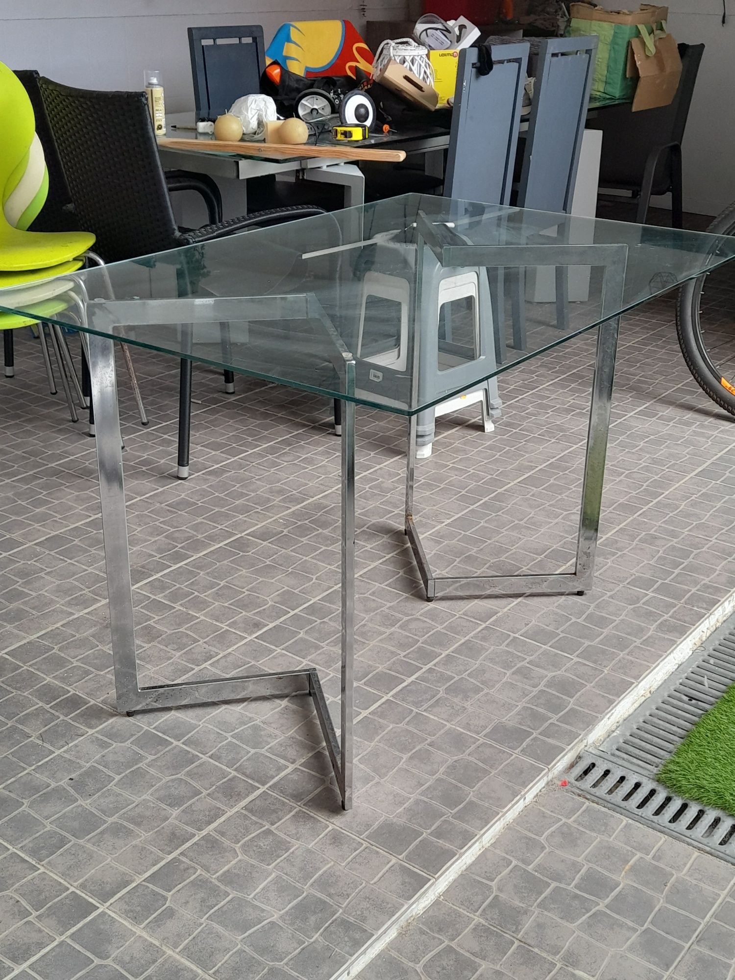 mesa de vidro...