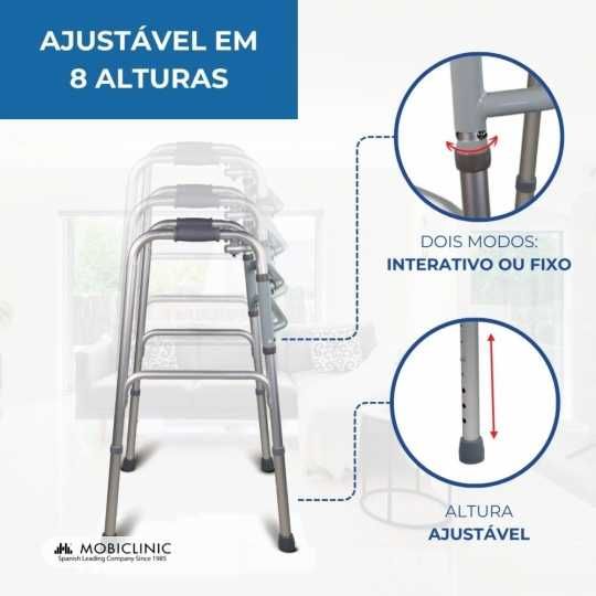Andarilho Columna, sem rodas, regulável em altura, alumínio