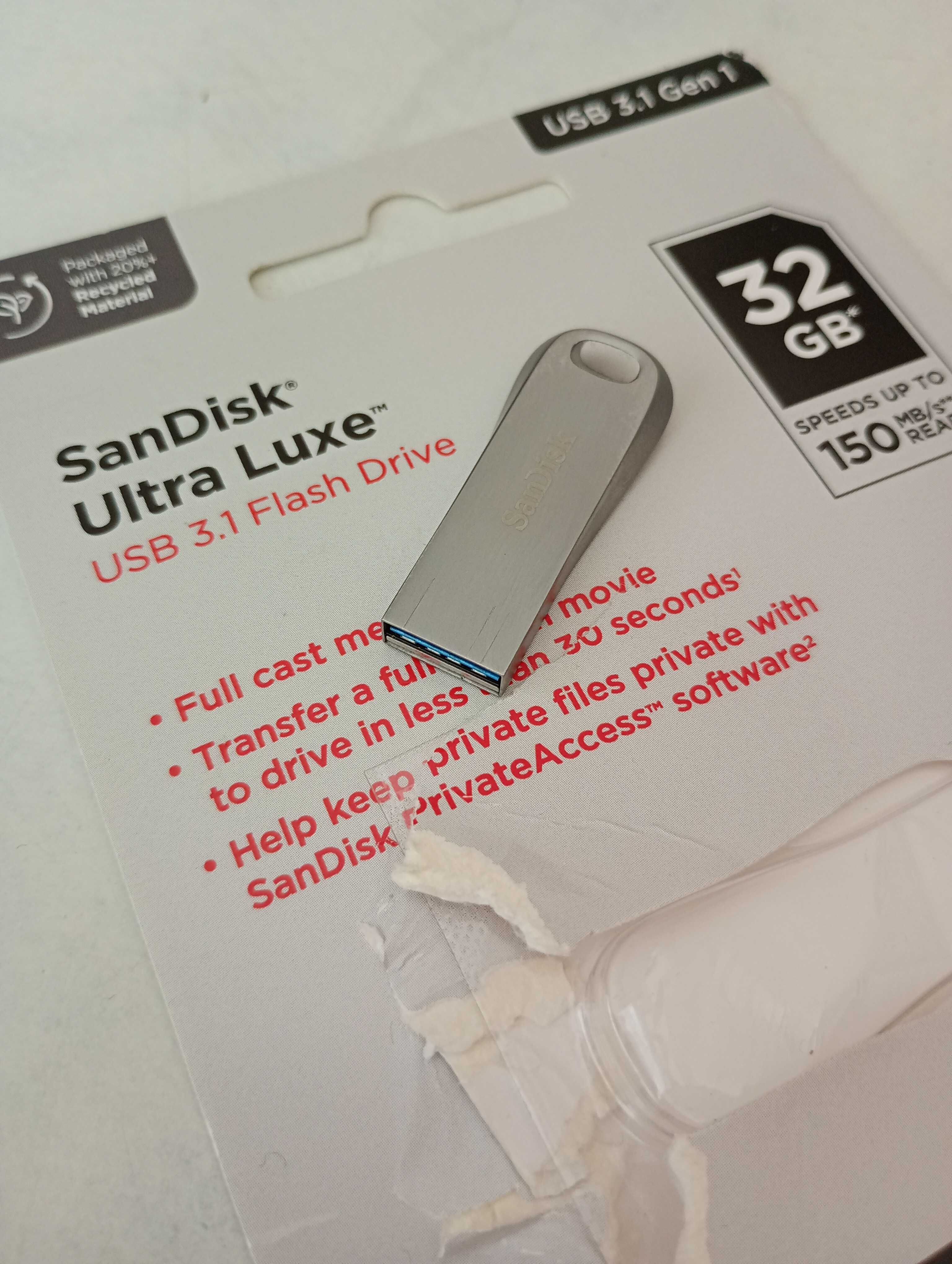 Флешка память USB SanDisk Ultra Luxe 32GB USB 3.1 на гарантии 4 года