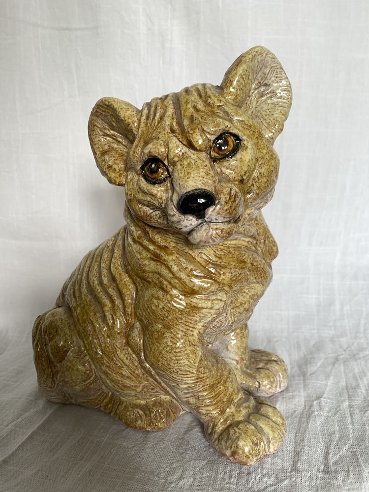 Antyk vintage rzezba figura made in italy lew tygrys gepard lampard