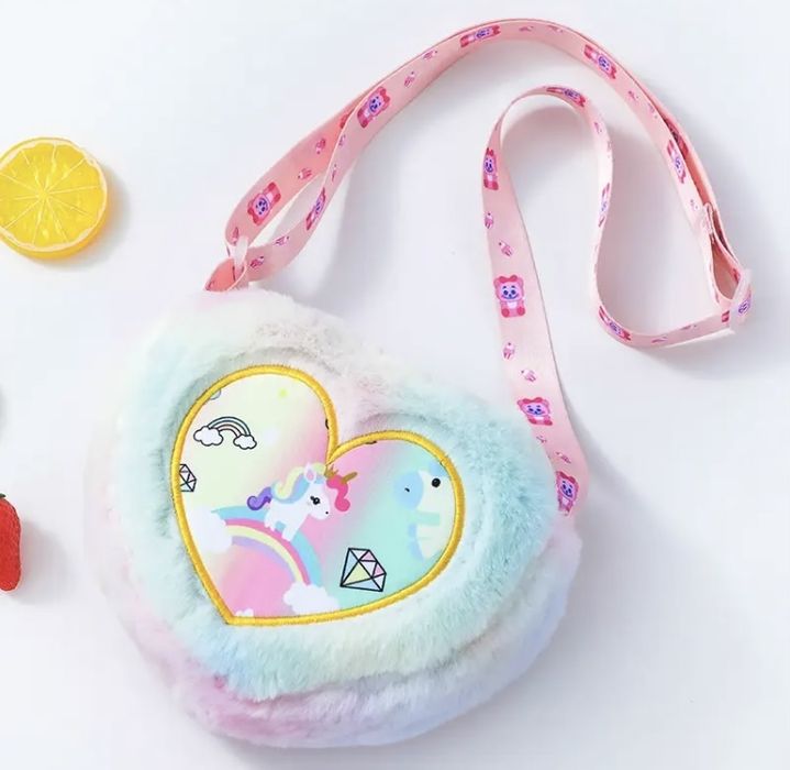 Сумочка дитяча плюшева  мєхова з єдинорогом