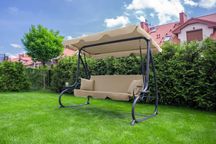 Huśtawka ogrodowa rozkładana leżanka daszek poduszki 170 cm Relax PLus
