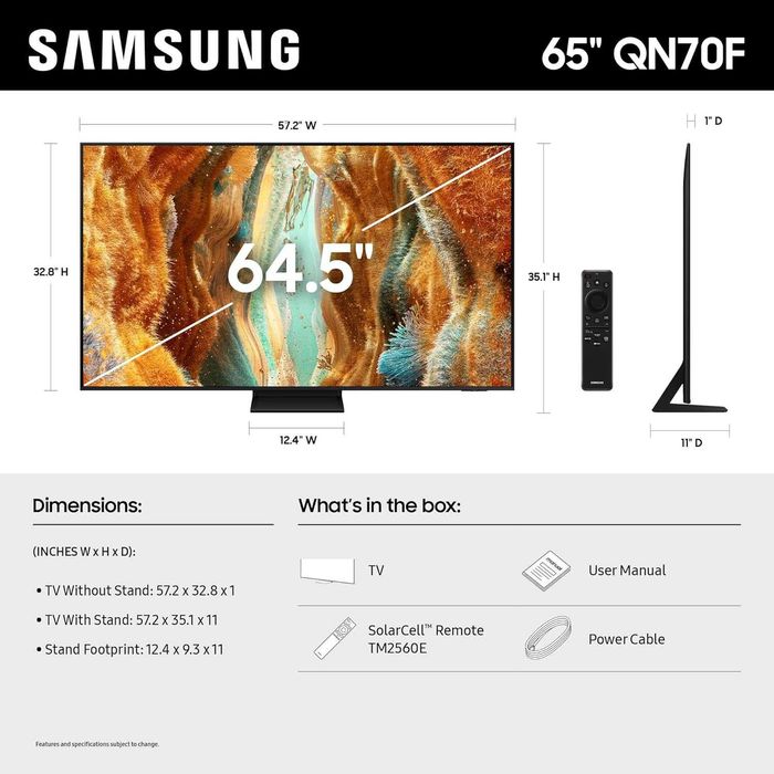 TV 2025 NeoQLED Samsung QE65QN70F SmartTV 4K 120Hz Прошивка-УКРАЇНА!!!