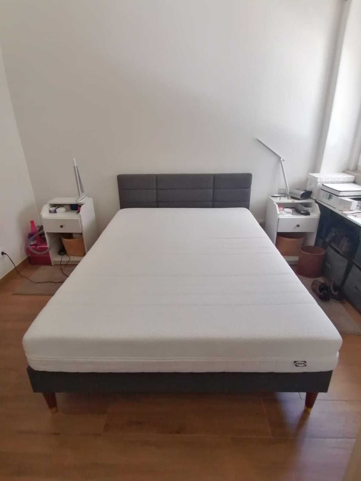 Cama de casal 1.40m (estrutura, cabeceira e colchão)