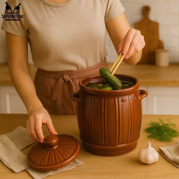 Pojemnik garnek ceramiczny kamionka 4 L na ogórki, kapustę wzór 2
