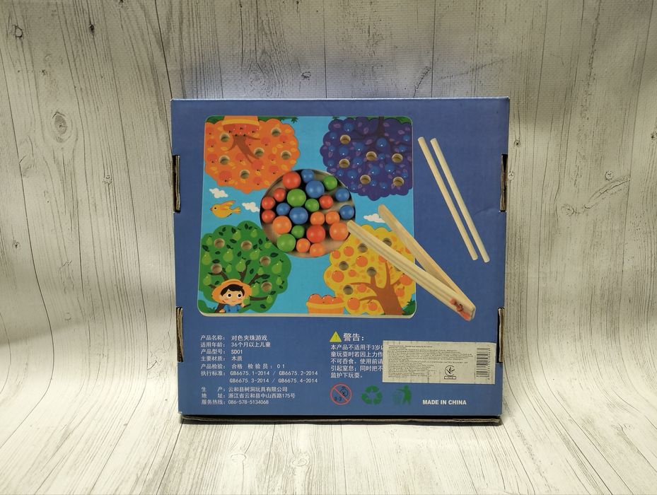 Деревянная игра Limo Toy сортер Монтессори с пинцетом Времена года