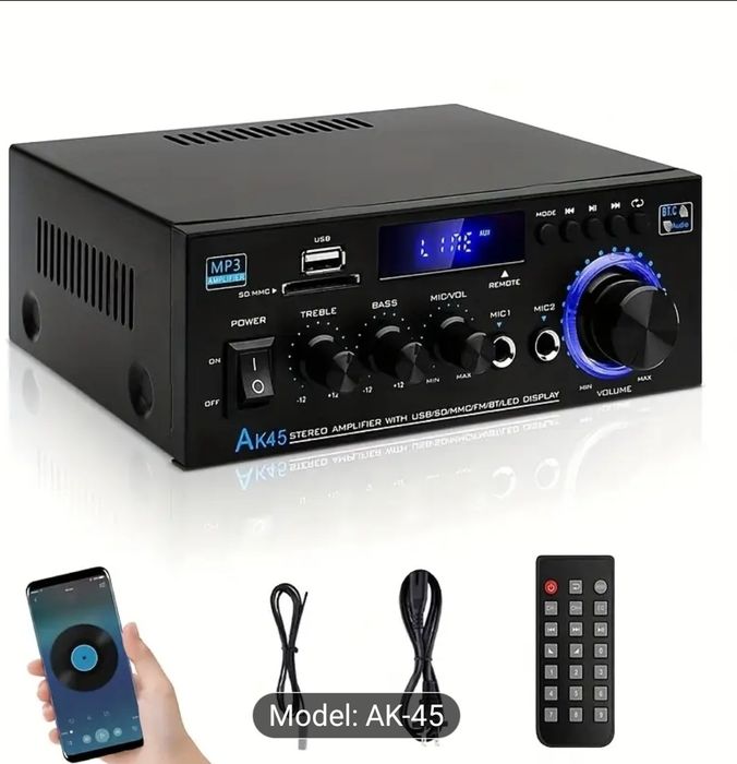 Wzmacniacz syeteo Hifi 4x40W z Bluetooth i radiem FM + pilot