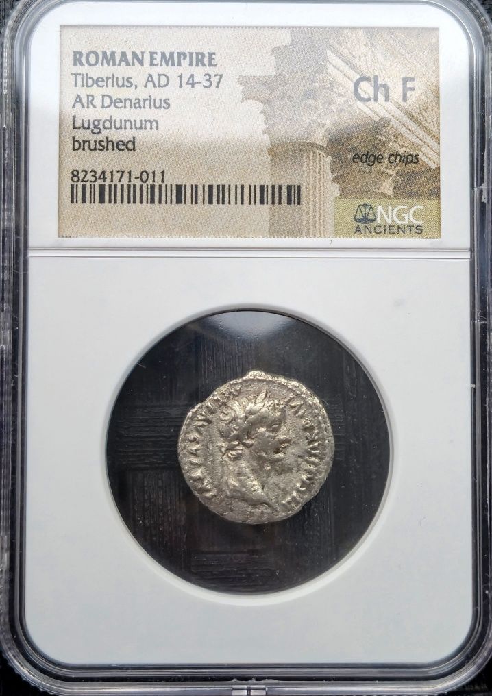Biblijna moneta Tribute Penny - denar Tyberiusza - grading NGC