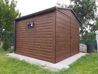 Domek ogrodowy drewnopodobny 3×3 / składzik z dachem dwuspadowym