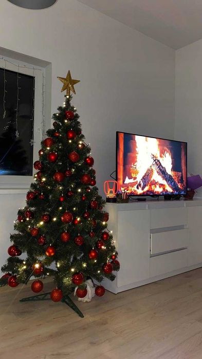 NOWY Choinka Sztuczna Jodła Zielona Gęsta 180/220cm + Stojak Gratis