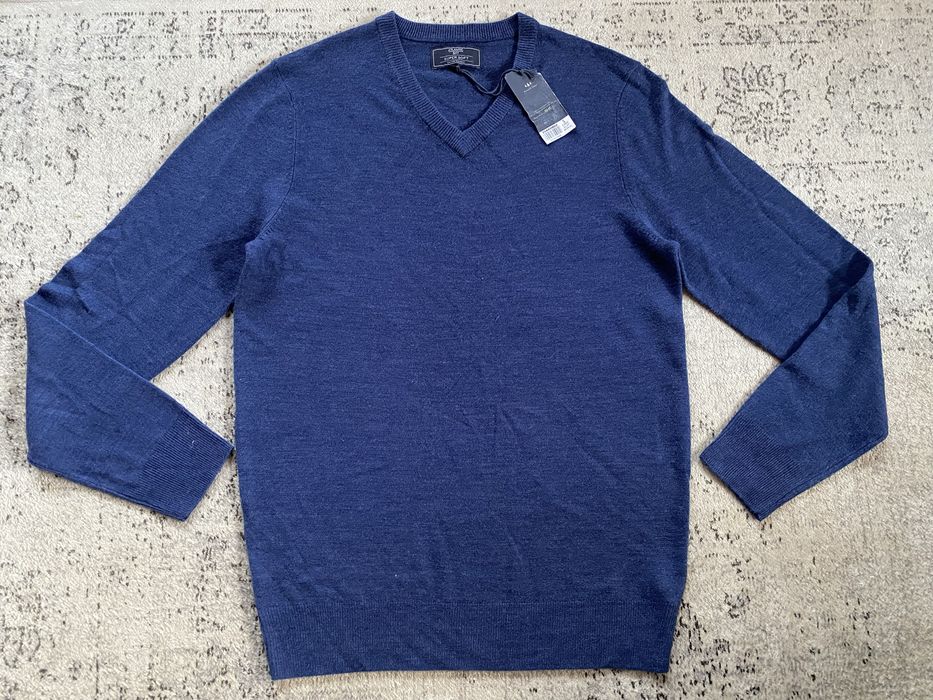 Sweter super soft s na jesień miękki niebieski z metką w serek męski