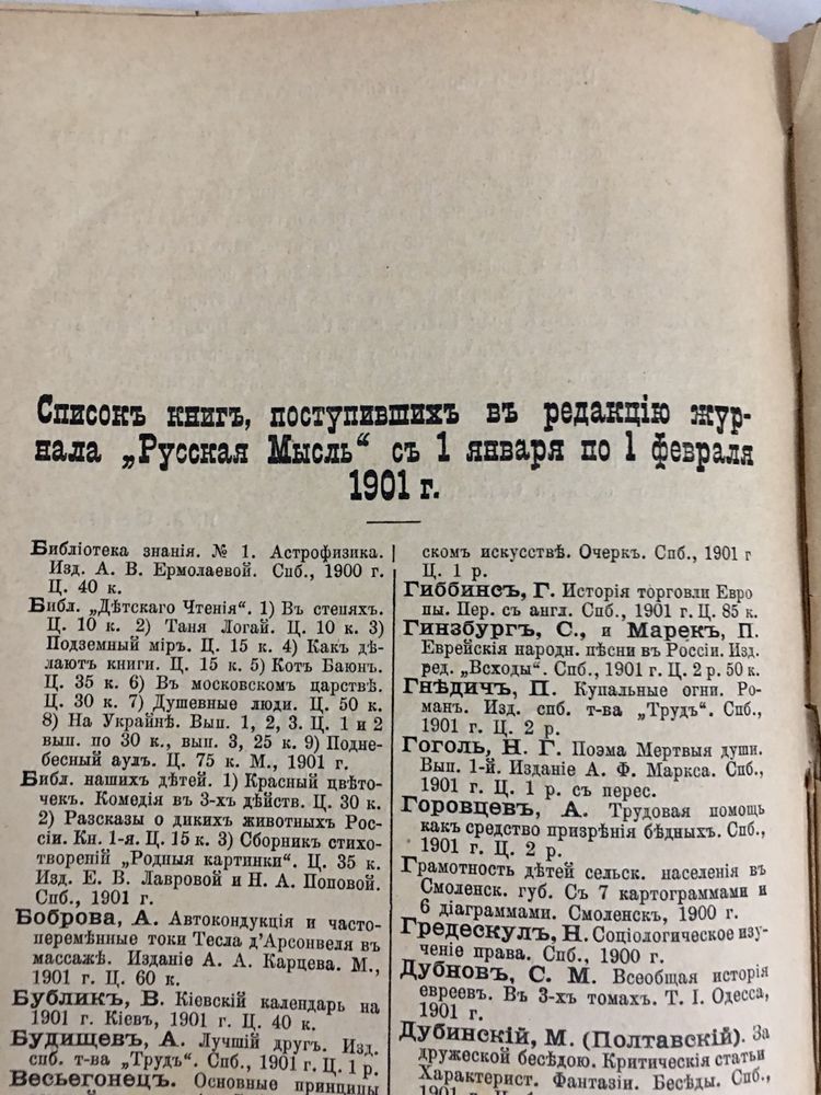 Антикварные книги 1901 г. Русская мысль, годовой набор