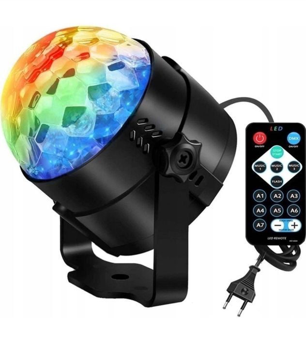 Kula  Disco Projektor Dyskotekowy LED RGB Z CZUJNIKIEM DŹWIĘKU
# \+ PI