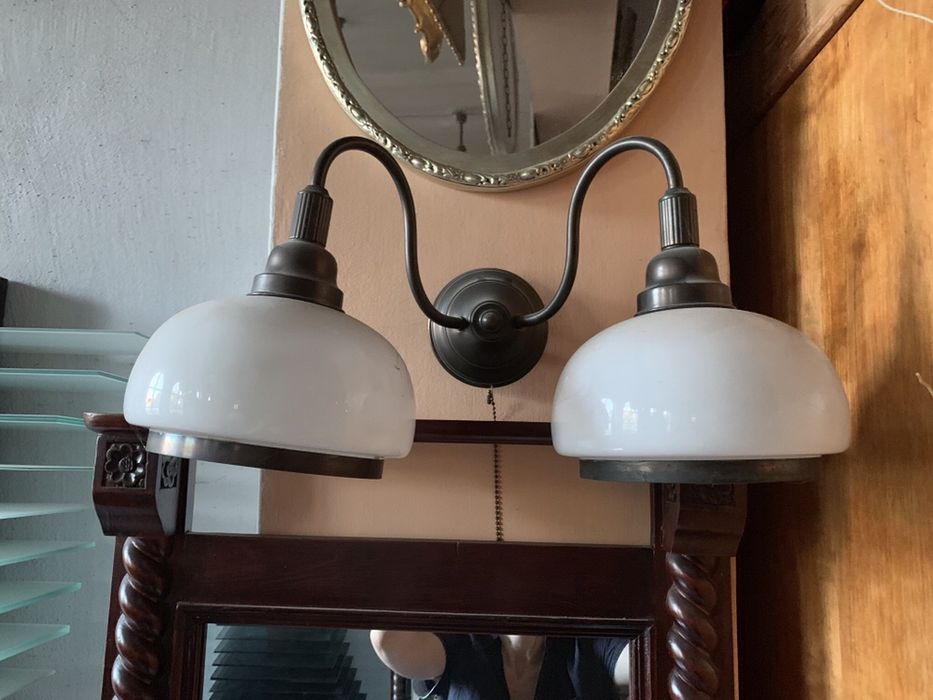 Kinkiet podwójny 2 sztuki stylowy klasyk i lampa komplet