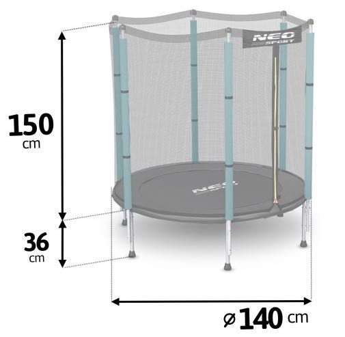 Trampolina ogrodowa 140cm z siatką zestaw ekstra