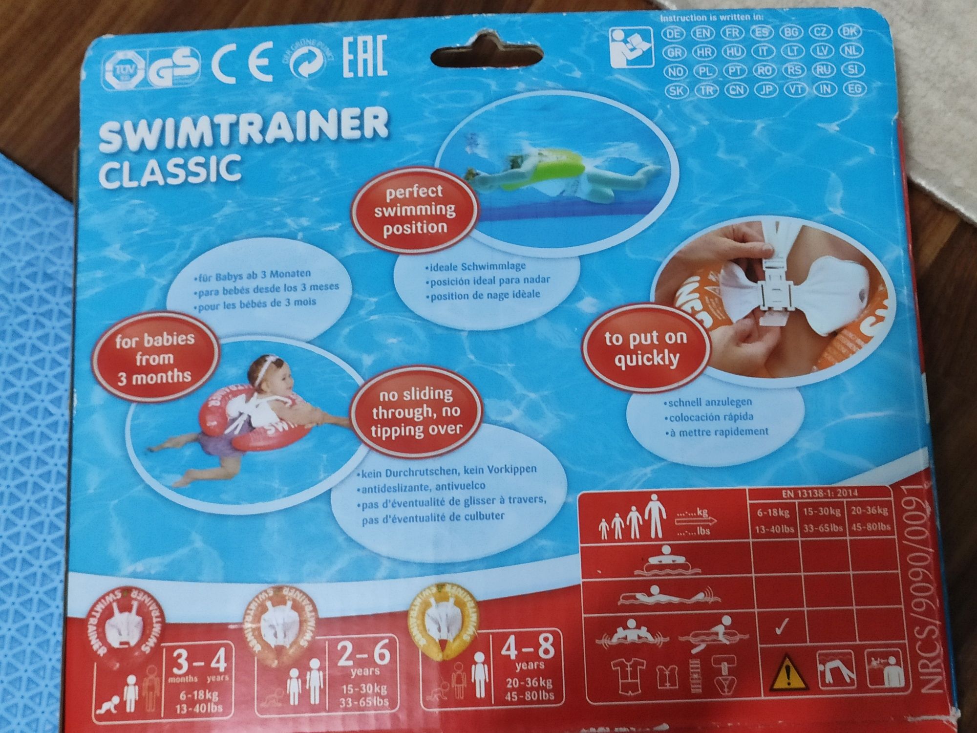 Bóia swimtrainer vermelho 3 meses a 4 anos