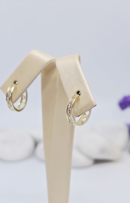 Złote kolczyki koła z cyrkoniami próba 585 14k