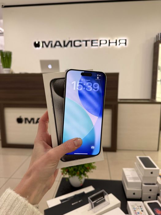 iPhone 15 Pro Max 256 GB White Titanium ак100% фіз сім Гарантія Кредит