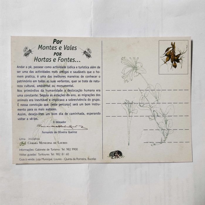 Postal Câmara Municipal Loures caminhada ambiente vereador PS 1989-93