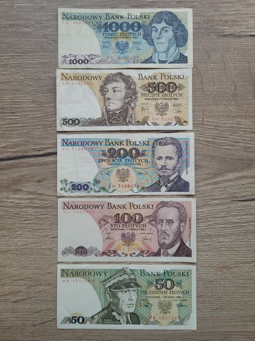 Zestaw banknotów z PRL 50-1000  oryginalne